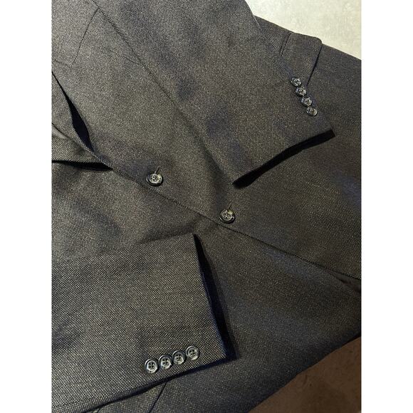 Burberry London Mens 46L Brown Blue Hopsack Basket Weave Blazer Sport Jacket - Picture 8 of 15